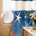 thumbnail image 3 of No Hook Shower Curtain, Navy Blue Coastal Shower Curtains for Bathroom with See Through Top Window, Starfish Coral Nautical Summer Beach Ocean Waterproof & Washable Bath Curtain Stall 48"x72", 3 of 9
