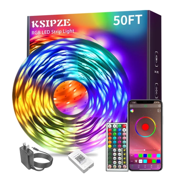 Tira de Luces LED KSIPZE 15m RGB con Cambio de Color y Control Remoto