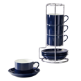 thumbnail image 1 of Porcelain Stackable Cappuccino Cups with Saucers and Metal Stand, Espresso Cups for Latte Coffee Cafe,Specialty Coffee B, 1 of 8