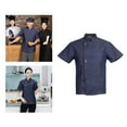 thumbnail image 4 of Camisa de Mezclilla Unisex Chef Chaqueta Mangas Cortas Camiseta Cocina Uniforme - Azul, M Azul m Soledad chaqueta de chef de manga corta, 4 of 10