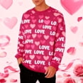 thumbnail image 2 of FAWUUDO Mens Valentines Day Printed Crewneck Sweatshirt Long Sleeve Pullover Casual Graphic Romantic Holiday Gift Cozy Comfortable Hot Pink 2XL, 2 of 9