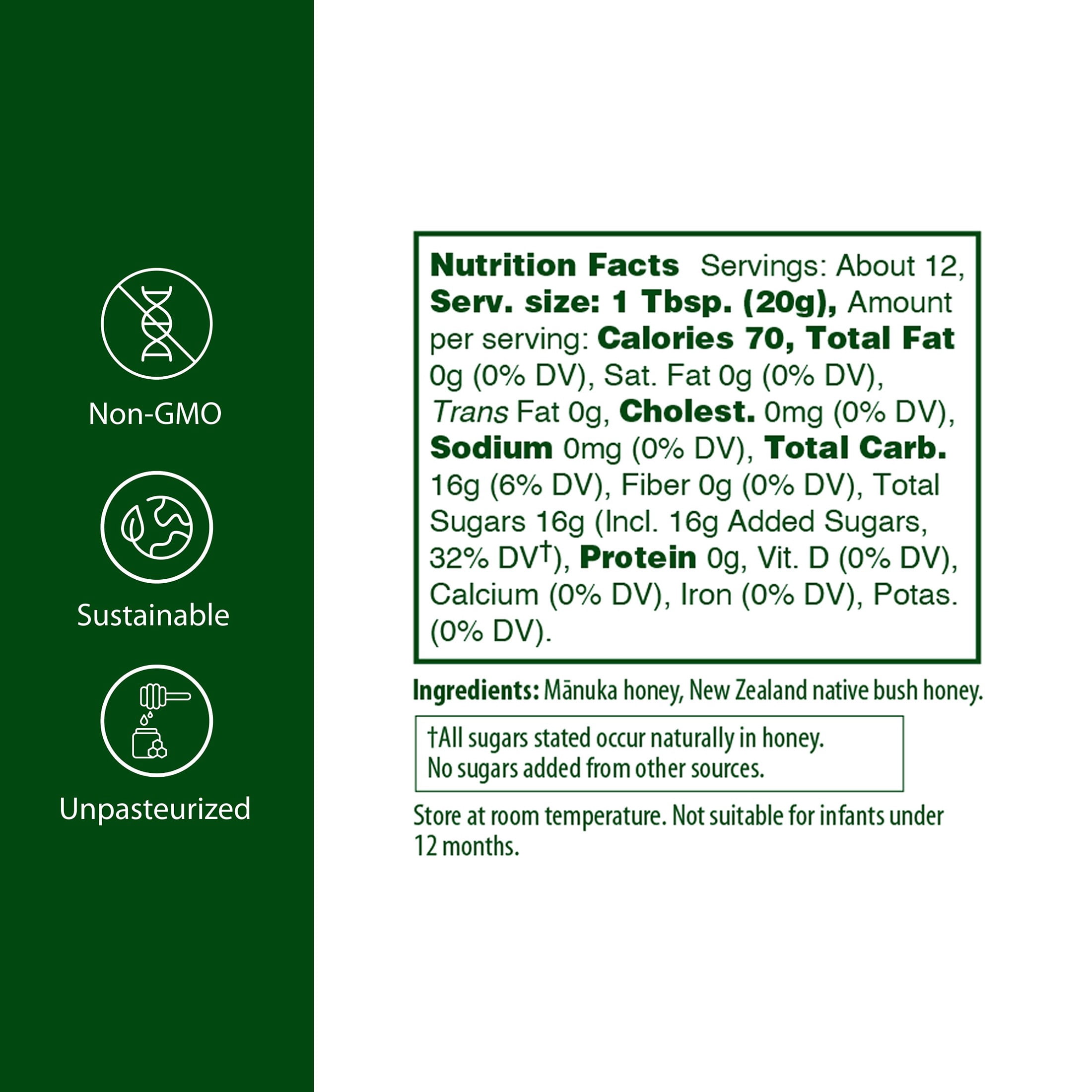 Flora - Mānuka Honey Blend MGO 30+, New Zealand Honey, 100% Traceable MGO,Natural Healing, Sore Throat Relief, Aids Digestion, 8.8-oz. Jar