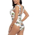 thumbnail image 5 of Yiaed Excavator Print Women's Ruffled One Piece Swimsuit V Neck Swimwear Slimming Monokini for Woman-Small, 5 of 8