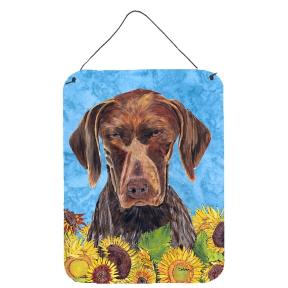 German Shorthaired Pointer in Summer Flowers Wall or Door Hanging Prints