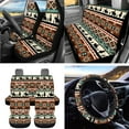 thumbnail image 3 of Jeiento Southwest Aztec Car Seat Cover Full Set with Cross Steering Wheel Cover Seat Belt Covers Running Horse Cup Coasters Wristlet Keychain Car Storage Box Gabage Can Rear Mirror Cover 15 Pcs, 3 of 7