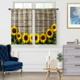 thumbnail image 2 of Rustic Farmhouse Sunflower Kitchen Curtains- Wooden Spring Floral Short Cafe Curtain Decor for Dining Room Tier Curtains Country Farm Decor Rod Pocket Window Drapes 36Inch Length Set, 2 of 6