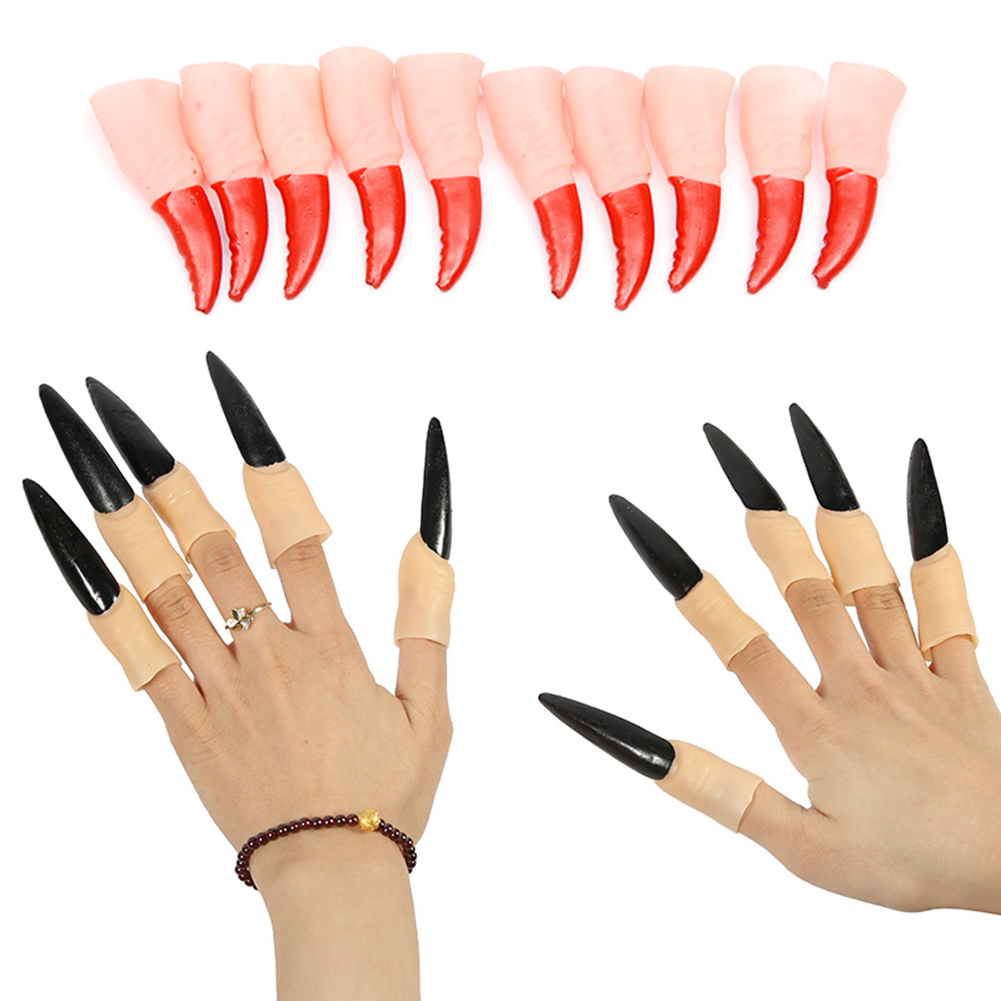 Opolski Pack Of 10 Simulation Zombie Witch Fake Finger Nails Halloween