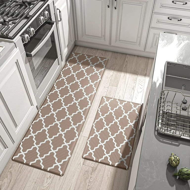 Kitchen rugs,Non Slip Kitchen Floor Mat,Comfort Mat for Kitchen,Anti Fatigue  Runner Standing Rug Set of 2,17.5x30+17.5x60, Gray 