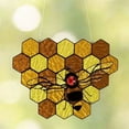 thumbnail image 2 of Stained Glass Bee and Floral Suncatcher, Handcrafted Hanging Window Art, Vibrant Honeycomb Design, 12x10 Inches, 2 of 4