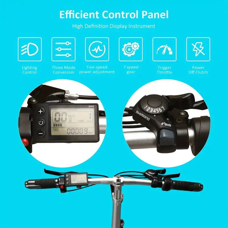 Electric Bike, 750W Motor 20MPH Max Speed, 48V 12AH Battery Folding Ebike, 20" Tire, Dual Disc Brakes, Commuter City 7-Speed Electric Bicycles E-Bike, For Adults And Teens With Pedals