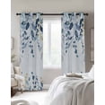 thumbnail image 4 of Navy Blue Eucalyptus Leaves Blackout Curtains for Bedroom Living Room Darkening Curtains 90 Inch Retro Country Leaf Botanical Black Out Window Curtain Privacy Window Treatment Drapes 52"x90"x2, 4 of 9