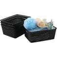 thumbnail image 2 of Qqbine Plastic Woven Baskets for Cupboard, Plastic Storage Baskets Rectangle, Black, 4-Pack, 2 of 7