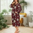 thumbnail image 2 of FKELYI Polynesian Frangipani Flower Red Print Women Zip Up Robe Nightgowns Comfy House Coats Full Length Sleepwear House Dress Long Sleeve Bathrobe with 2 Pockets, 3XL, 2 of 6