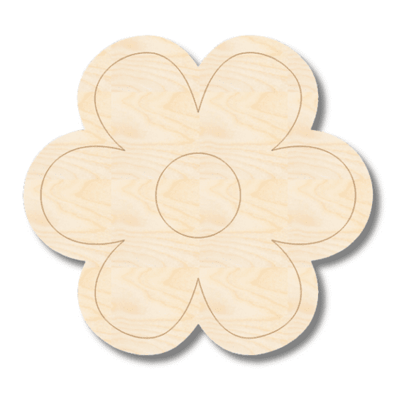Unfinished Wood Etched Girls Flower Shape | Paint By Line Crafts | up to 30" DIY 14" / 1/8"