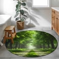 thumbnail image 4 of 4ft Round Rug, Green Trees Non-Skid Rubber Backing Large Area Rugs - Living Room Bedroom Home Office, Forest Art Decor Spring Summer Nature Leaf Indoor Floor Mat Carpets Washable Rug, 4 of 9