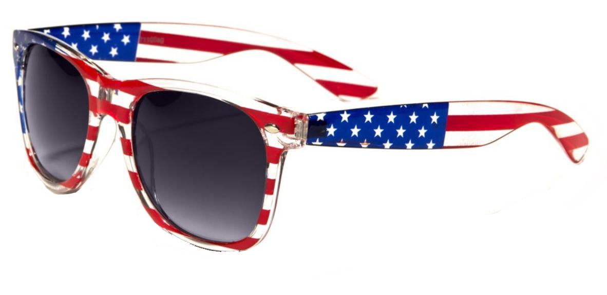 Classic American Patriot Sunglasses USA American Flag Frame Yellow Mirror Lens OWL