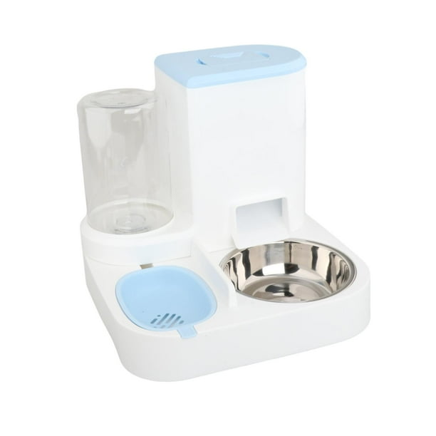 Comedero y bebedero automático para mascotas, cuenco doble para perros y gatos, base antideslizante, 2 en 1 Azul