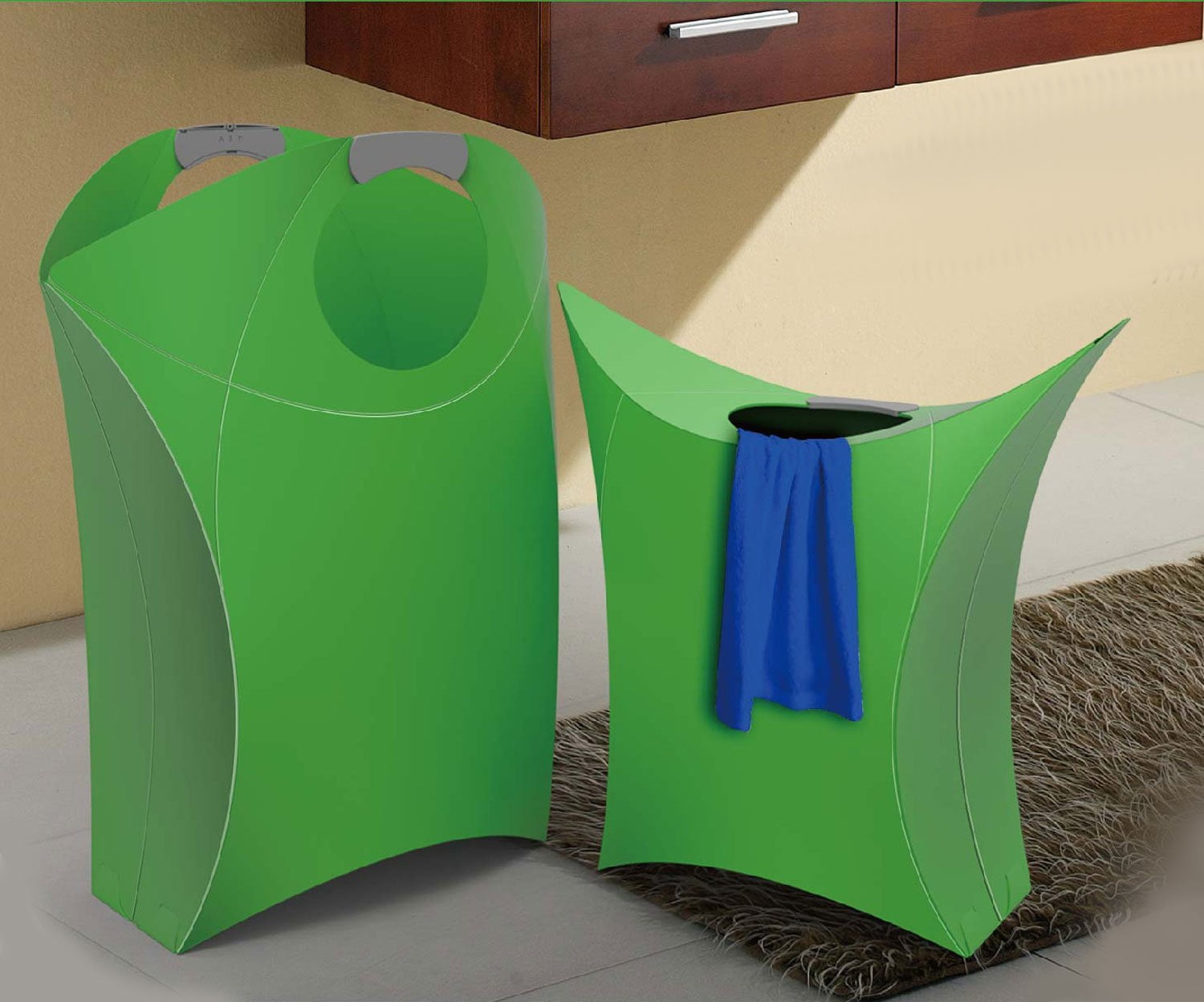 HealthLine Collapsible Laundry Hamper with Durable Handles, Green