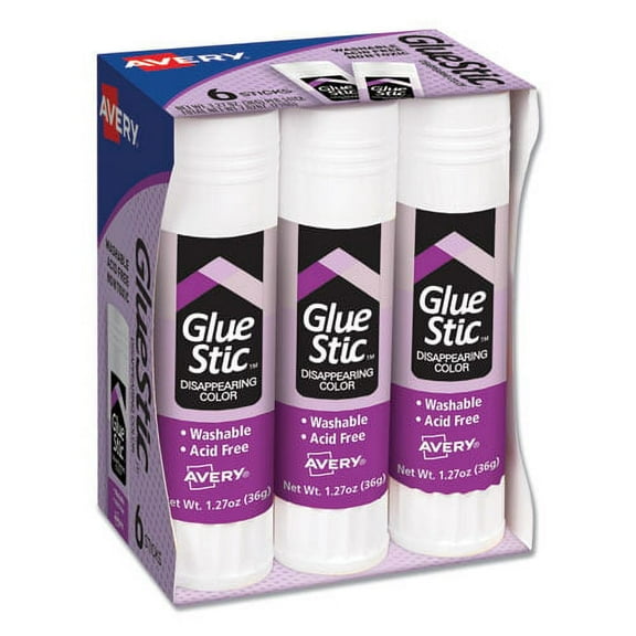 Permanent Glue Stic Value Pack, 1.27 Oz, Applies Purple, Dries Clear, 6/pack | Bundle of 2 Packs