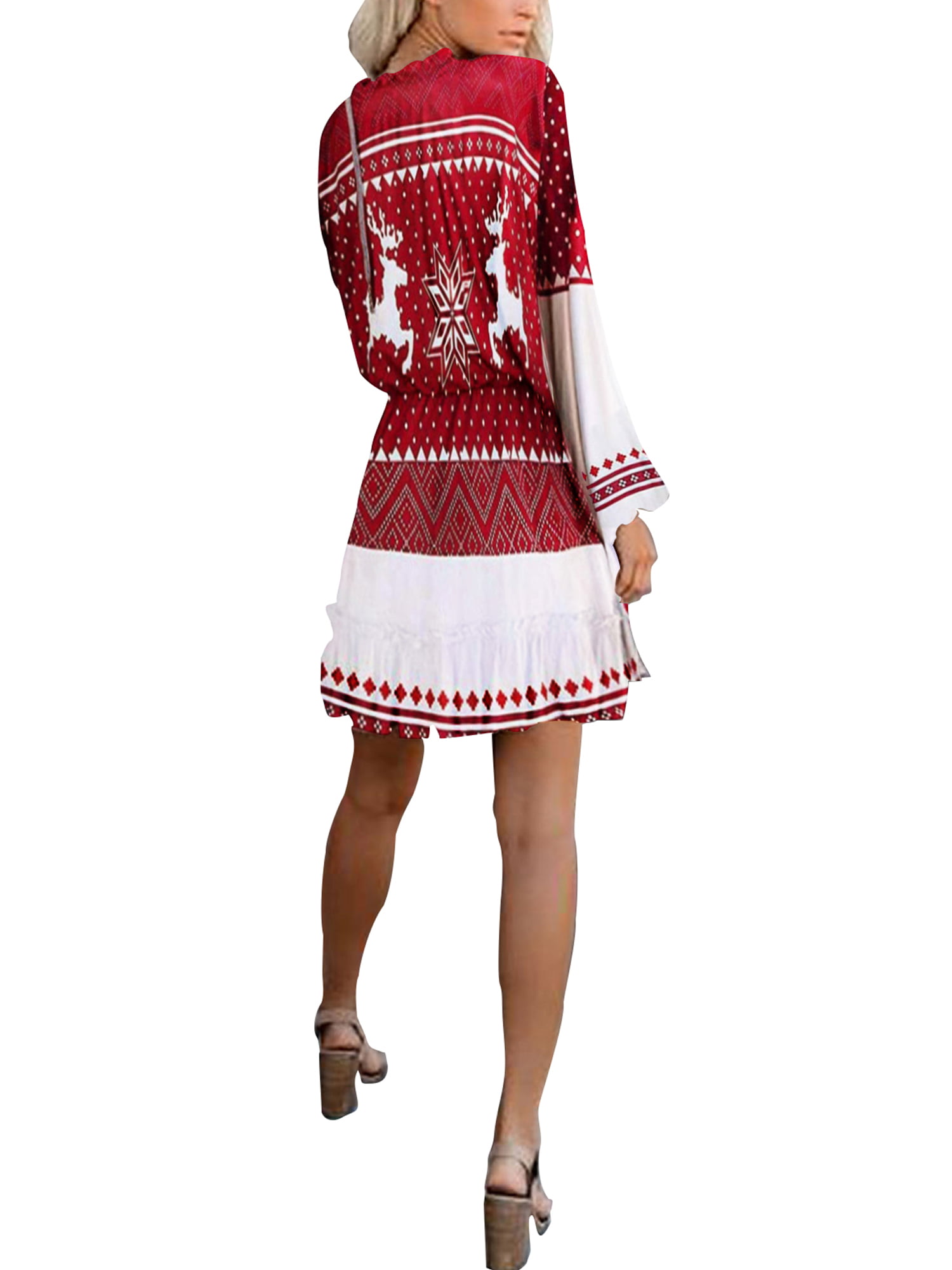 PCEAIIH Women Short/Long Sleeve Pleated Polka Dot Pocket Swing Casual Midi Dress