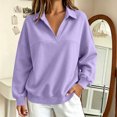 thumbnail image 2 of Hurxie Womens Oversized V Neck Fleece Sweatshirt Casual Long Sleeve Sweatshirts Collared Pullover Sweatshirts, 2 of 7