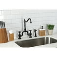 thumbnail image 4 of Kingston Brass KS7755AXBS English Country Two-Handle 3-Hole Deck Mount Bridge Kitchen Faucet with Brass Side Sprayer in Oil Rubbed Bronze, 4 of 7