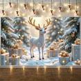 thumbnail image 2 of Reindeer Theme Christmas Banner Snowy Design Xmas Banner Golden Ornaments Christmas Tree Pattern Holiday Banner for Christmas Party Home Decoration Xmas Event, 2 of 8