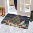 thumbnail image 5 of Merry Christmas Snowman Christmas Tree Linen Non-slip Floor Mat, Entryway Doormat Durable Low-Profile Mat Home Decor, Mats Washable Kitchen Bathroom Laundry Bedroom Living Room Doormats 30x17in, 5 of 6