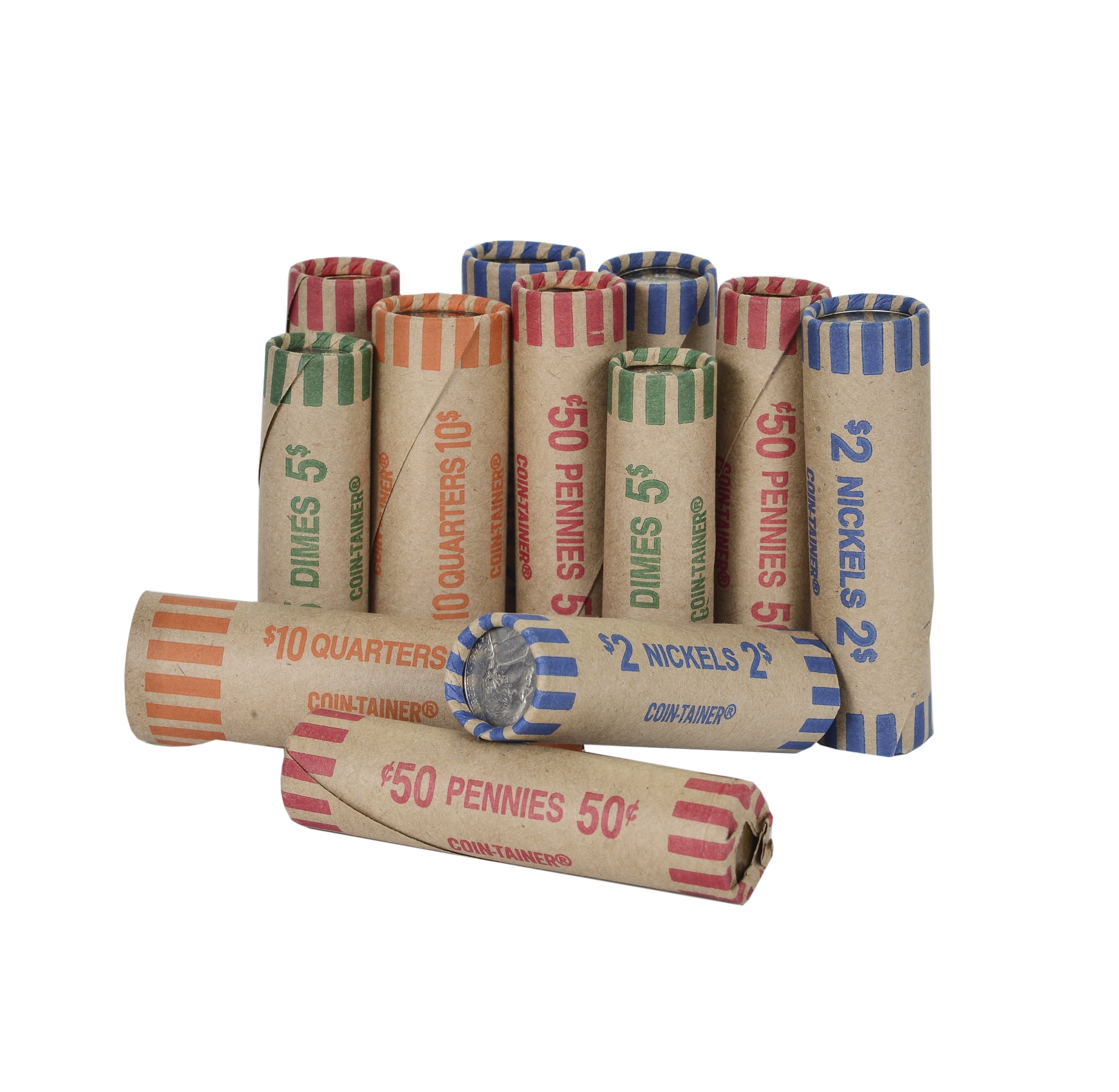 Coin-Tainer Company Pop-Open Flat Paper Dime Coin Wrapper 1000 ct NEW Color Code