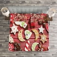 thumbnail image 3 of Ambesonne Gingerbread Man Quilted Bedspread Set 3 Pcs, Sugary Treats, Queen Size, Red Brown White, 3 of 3