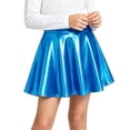 thumbnail image 5 of Girls Flared Skater Skirt Shiny Metallic Elastic Waist Flowy Skorts for Party Holiday Performance Event Kids Skirts 12-13Y, 5 of 7