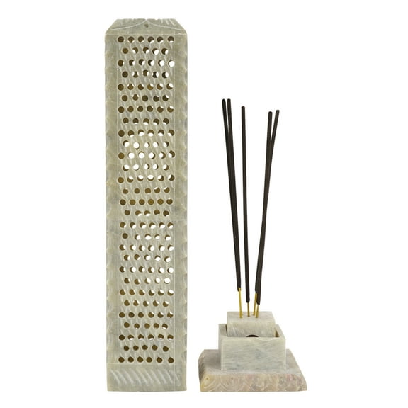 IBA Indianbeautifulart Handmade Stone Incense Stick Burner | Candle Stick Holder | Tea Light Burner , Perfect Carving for Gifting- Decorative Home and Kitchen Decor (10.5x 2.2 Inches)