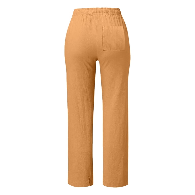 orange cotton dress pants Women's Paradisa Dunedin Orange Cotton Wide Leg Drawstring Pants | Size: L