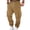 Camel, variant on Men's Cargo Pants - Leather Patch Design Drawstring Multi-Pocket Casual Trousers for Streetwear, Outdoor Activities, and Trendy Everyday Style