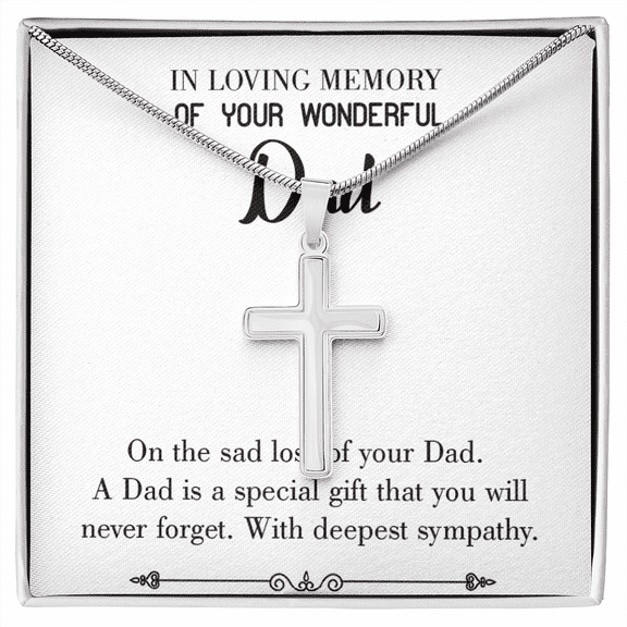 Special Gif Dad Memorial Dad Memorial Cross Necklace Sympathy Loss of Father Condolence Message Card