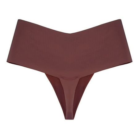 Outfmvch Panties for Women Valentines panties High Waisted Underwear for Women Soft Breathable Bikini Panties Panty Yoga Underwear Bikini String Seamless Thongs Underwear Solid Ice Silk C M