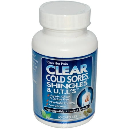 Clear Products Clear Cold Sores, Shingles & U.T.I's 60 Capsule, Pack of