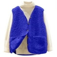 thumbnail image 4 of larppty Womens Sherpa Vest Casual Warm Fuzzy Vest Sleeveless Fleece Jacket Pockets Teddy Coat Gilet for Winter (Blue, 4XL), 4 of 6