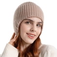 thumbnail image 2 of Resicozy Women Warm Baseball Beanie Hat with Earflap Winter Knitted Caps Thicken Plush Lined Skull Ski Hat Pink, 2 of 6