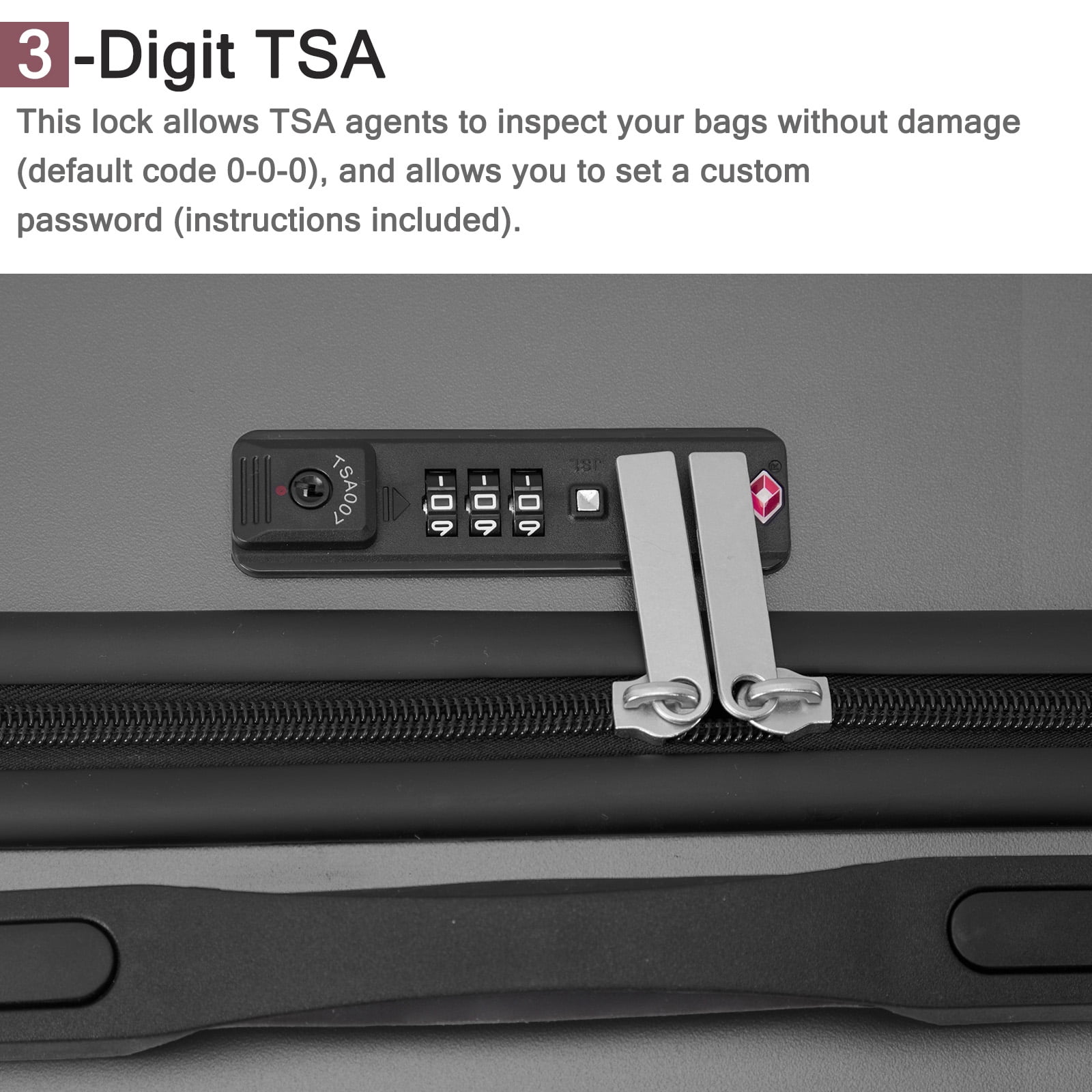 Ktaxon 3-Piece Hardshell Luggage Set Lightweight ABS+PC Carry On Suitcase with TSA Lock, 360° Spinner Wheels Dark Gray
