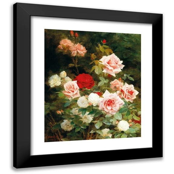 Gustave Bienvetu 12x14 Black Modern Framed Museum Art Print Titled - A Rose Garden (1902)