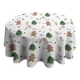 thumbnail image 4 of White Christmas Gingerbread Man Pattern Round Tablecloth 60"x60",Wrinkle Wipeable Table Cloth for Kitchen Dining Room Picnic Patio Party, 4 of 6