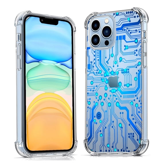 Circuit Board Clear Case for iPhone 11 Pro Max,Aesthetic Art Design Case for Men Women,Unique Soft Transparent TPU Bumper Case Cover