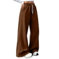 thumbnail image 4 of Dresfit Barrel Sweat Pants for Women Baggy Wide Leg Sweatpants Winter Fall Elastic Waist Drawstring Lounge Pants Tummy Control Solid Color Yoga Joggers M, 4 of 8