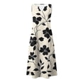 thumbnail image 5 of VBVC Women's Floral V-Neck Maxi Dress,Sleeveless Button Detail Flowy Dress For Women,Ladies Summer A-Line Beach Boho Sundress with Pockets,Beige,S-5XL, 5 of 6