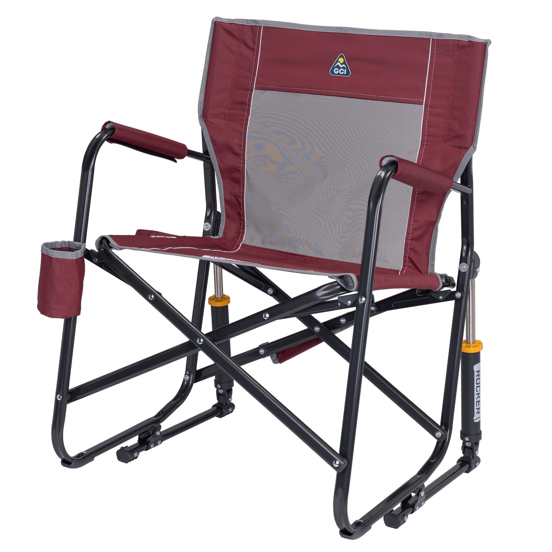 GCI Outdoor Freestyle Rocker Foldable Rocking Camp Chair, Maroon