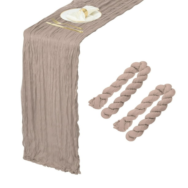 2 Paquetes de Caminos de Mesa de Gasa Color Marrón Claro 35.4" x 118" para Bodas y Fiestas, (10 Pies)