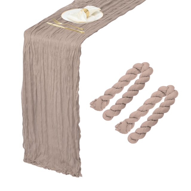 2 Paquetes de Caminos de Mesa de Gasa Color Marrón Claro 35.4" x 118" para Bodas y Fiestas, (10 Pies)