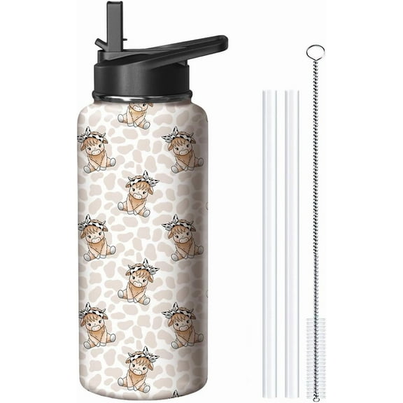 32oz Cat-Themed Insulated Water Bottle with Handle & Flip Straw, Stainless Steel Travel Tumbler for Sports Travel Coffee, Holiday Gifts for Women - Mother''s Day Christmas
