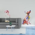 thumbnail image 2 of Escultura de flamenco de resina, figura de jardín de arte moderno con soporte de metal, estatua de perro colorido, cachorro artesanal, adorno multicol, 2 of 8
